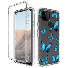 Coque Ultra Fine Transparente Souple Housse Etui 360 Degres Avant et Arriere pour Google Pixel 5a 5G Bleu