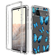 Coque Ultra Fine Transparente Souple Housse Etui 360 Degres Avant et Arriere pour Google Pixel 6 5G Bleu