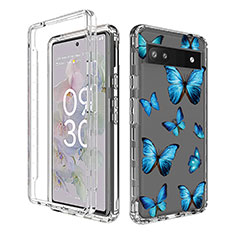 Coque Ultra Fine Transparente Souple Housse Etui 360 Degres Avant et Arriere pour Google Pixel 6a 5G Bleu