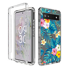 Coque Ultra Fine Transparente Souple Housse Etui 360 Degres Avant et Arriere pour Google Pixel 6a 5G Bleu Ciel