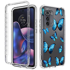 Coque Ultra Fine Transparente Souple Housse Etui 360 Degres Avant et Arriere pour Motorola Moto Edge (2022) 5G Bleu