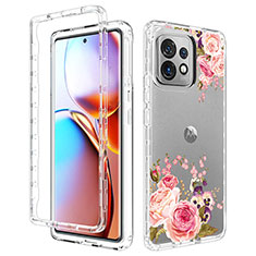 Coque Ultra Fine Transparente Souple Housse Etui 360 Degres Avant et Arriere pour Motorola Moto Edge 40 Pro 5G Rose Rouge