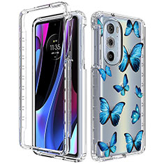 Coque Ultra Fine Transparente Souple Housse Etui 360 Degres Avant et Arriere pour Motorola Moto Edge Plus (2022) 5G Bleu