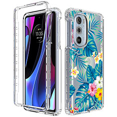 Coque Ultra Fine Transparente Souple Housse Etui 360 Degres Avant et Arriere pour Motorola Moto Edge Plus (2022) 5G Cyan