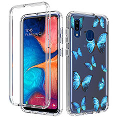 Coque Ultra Fine Transparente Souple Housse Etui 360 Degres Avant et Arriere pour Samsung Galaxy A20 Bleu