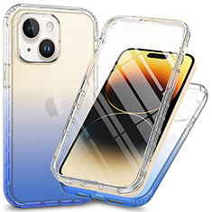 Coque Ultra Fine Transparente Souple Housse Etui 360 Degres Avant et Arriere ZJ1 pour Apple iPhone 13 Bleu