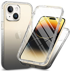 Coque Ultra Fine Transparente Souple Housse Etui 360 Degres Avant et Arriere ZJ1 pour Apple iPhone 14 Plus Gris Fonce