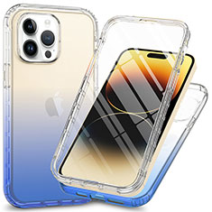 Coque Ultra Fine Transparente Souple Housse Etui 360 Degres Avant et Arriere ZJ1 pour Apple iPhone 15 Pro Bleu