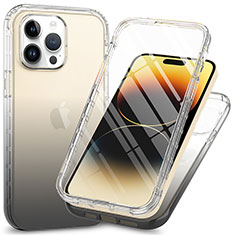 Coque Ultra Fine Transparente Souple Housse Etui 360 Degres Avant et Arriere ZJ1 pour Apple iPhone 15 Pro Max Gris Fonce