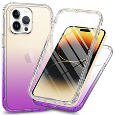 Coque Ultra Fine Transparente Souple Housse Etui 360 Degres Avant et Arriere ZJ1 pour Apple iPhone 15 Pro Max Violet