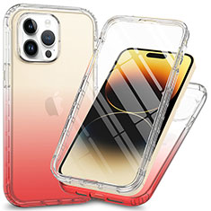 Coque Ultra Fine Transparente Souple Housse Etui 360 Degres Avant et Arriere ZJ1 pour Apple iPhone 15 Pro Rouge