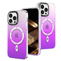 Coque Ultra Fine Transparente Souple Housse Etui Degrade avec Mag-Safe Magnetic Magnetique pour Apple iPhone 14 Pro Violet