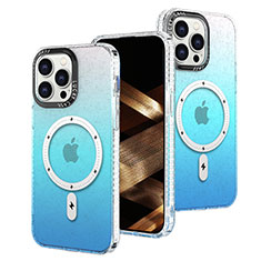 Coque Ultra Fine Transparente Souple Housse Etui Degrade avec Mag-Safe Magnetic Magnetique pour Apple iPhone 15 Pro Max Bleu Ciel