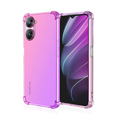 Coque Ultra Fine Transparente Souple Housse Etui Degrade pour Realme 10S 5G Rose Rouge