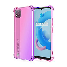 Coque Ultra Fine Transparente Souple Housse Etui Degrade pour Realme C20 Rose Rouge