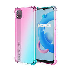 Coque Ultra Fine Transparente Souple Housse Etui Degrade pour Realme C20A Cyan