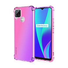 Coque Ultra Fine Transparente Souple Housse Etui Degrade pour Realme C25 Rose Rouge