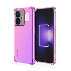 Coque Ultra Fine Transparente Souple Housse Etui Degrade pour Realme GT5 5G Rose Rouge