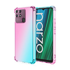 Coque Ultra Fine Transparente Souple Housse Etui Degrade pour Realme Narzo 50A Cyan