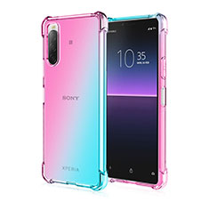 Coque Ultra Fine Transparente Souple Housse Etui Degrade pour Sony Xperia 10 III SOG04 Bleu Ciel
