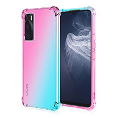 Coque Ultra Fine Transparente Souple Housse Etui Degrade pour Vivo V20 SE Cyan