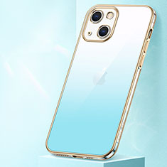 Coque Ultra Fine Transparente Souple Housse Etui Degrade S01 pour Apple iPhone 14 Bleu