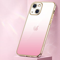 Coque Ultra Fine Transparente Souple Housse Etui Degrade S01 pour Apple iPhone 14 Or Rose