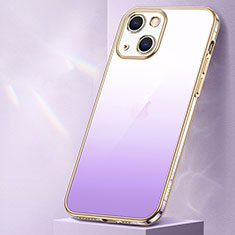 Coque Ultra Fine Transparente Souple Housse Etui Degrade S01 pour Apple iPhone 14 Violet