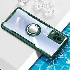 Coque Ultra Slim Silicone Souple Housse Etui Transparente avec Support Bague Anneau Aimante Magnetique BH1 pour Vivo iQOO 7 Legend 5G Vert