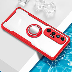 Coque Ultra Slim Silicone Souple Housse Etui Transparente avec Support Bague Anneau Aimante Magnetique BH1 pour Xiaomi Mi 10S 5G Rouge