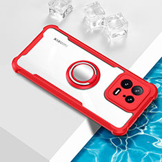 Coque Ultra Slim Silicone Souple Housse Etui Transparente avec Support Bague Anneau Aimante Magnetique BH1 pour Xiaomi Mi 13 Pro 5G Rouge