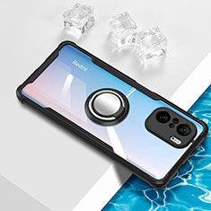 Coque Ultra Slim Silicone Souple Housse Etui Transparente avec Support Bague Anneau Aimante Magnetique BH1 pour Xiaomi Poco F3 5G Noir