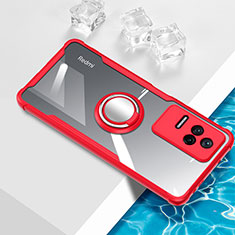 Coque Ultra Slim Silicone Souple Housse Etui Transparente avec Support Bague Anneau Aimante Magnetique BH1 pour Xiaomi Redmi K40S 5G Rouge