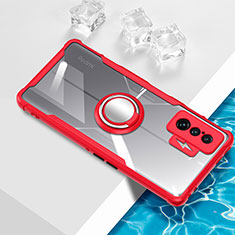 Coque Ultra Slim Silicone Souple Housse Etui Transparente avec Support Bague Anneau Aimante Magnetique BH1 pour Xiaomi Redmi K50 Gaming 5G Rouge