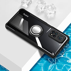 Coque Ultra Slim Silicone Souple Housse Etui Transparente avec Support Bague Anneau Aimante Magnetique BH1 pour Xiaomi Redmi Note 11 4G (2022) Noir
