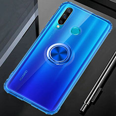 Coque Ultra Slim Silicone Souple Housse Etui Transparente avec Support Bague Anneau Aimante Magnetique C01 pour Huawei Honor 20E Bleu