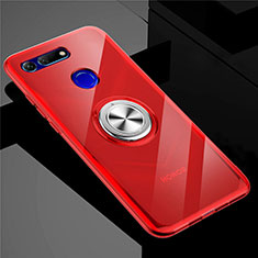 Coque Ultra Slim Silicone Souple Housse Etui Transparente avec Support Bague Anneau Aimante Magnetique C01 pour Huawei Honor V20 Rouge