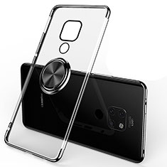 Coque Ultra Slim Silicone Souple Housse Etui Transparente avec Support Bague Anneau Aimante Magnetique C01 pour Huawei Mate 20 Noir