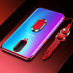 Coque Ultra Slim Silicone Souple Housse Etui Transparente avec Support Bague Anneau Aimante Magnetique C01 pour Oppo R17 Pro Rouge