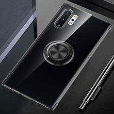 Coque Ultra Slim Silicone Souple Housse Etui Transparente avec Support Bague Anneau Aimante Magnetique C01 pour Samsung Galaxy Note 10 Plus Noir