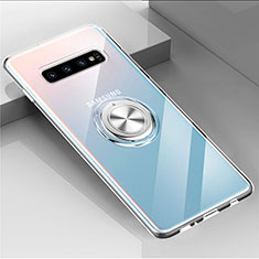 Coque Ultra Slim Silicone Souple Housse Etui Transparente avec Support Bague Anneau Aimante Magnetique C01 pour Samsung Galaxy S10 5G Clair