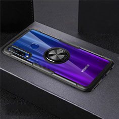 Coque Ultra Slim Silicone Souple Housse Etui Transparente avec Support Bague Anneau Aimante Magnetique C02 pour Huawei Honor 10i Noir