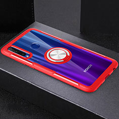 Coque Ultra Slim Silicone Souple Housse Etui Transparente avec Support Bague Anneau Aimante Magnetique C02 pour Huawei Honor 20 Lite Rouge