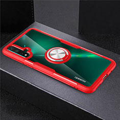 Coque Ultra Slim Silicone Souple Housse Etui Transparente avec Support Bague Anneau Aimante Magnetique C02 pour Huawei Nova 5 Rouge