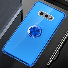Coque Ultra Slim Silicone Souple Housse Etui Transparente avec Support Bague Anneau Aimante Magnetique C02 pour Samsung Galaxy S10e Bleu