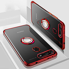 Coque Ultra Slim Silicone Souple Housse Etui Transparente avec Support Bague Anneau Aimante Magnetique C03 pour Huawei Honor View 20 Rouge