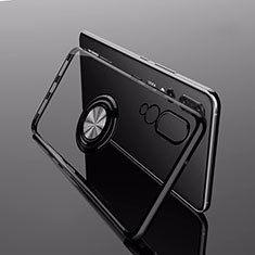 Coque Ultra Slim Silicone Souple Housse Etui Transparente avec Support Bague Anneau Aimante Magnetique C04 pour Huawei P20 Pro Noir