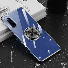 Coque Ultra Slim Silicone Souple Housse Etui Transparente avec Support Bague Anneau Aimante Magnetique pour Sony Xperia 10 III Lite Noir