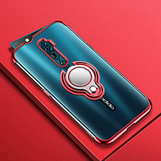 Coque Ultra Slim Silicone Souple Housse Etui Transparente avec Support Bague Anneau Aimante Magnetique S01 pour Oppo Reno 10X Zoom Rouge