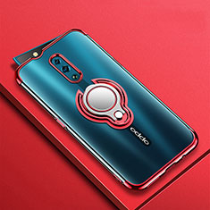 Coque Ultra Slim Silicone Souple Housse Etui Transparente avec Support Bague Anneau Aimante Magnetique S01 pour Oppo Reno Rouge